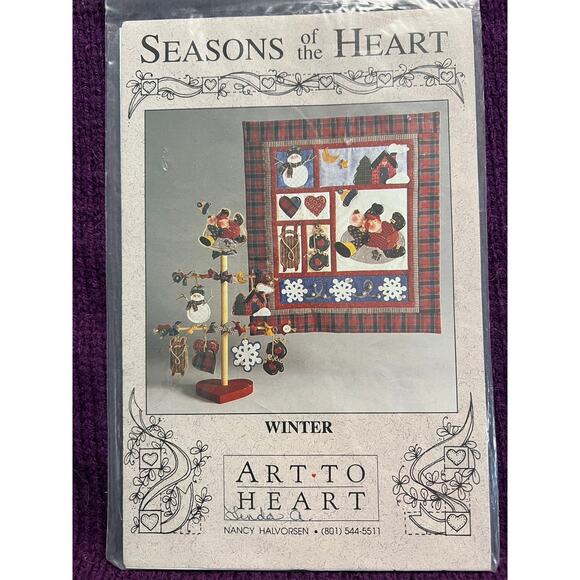 quilt pattern mini quilt blocks seasons of the heart winter quilt and tree - Picture 1 of 7